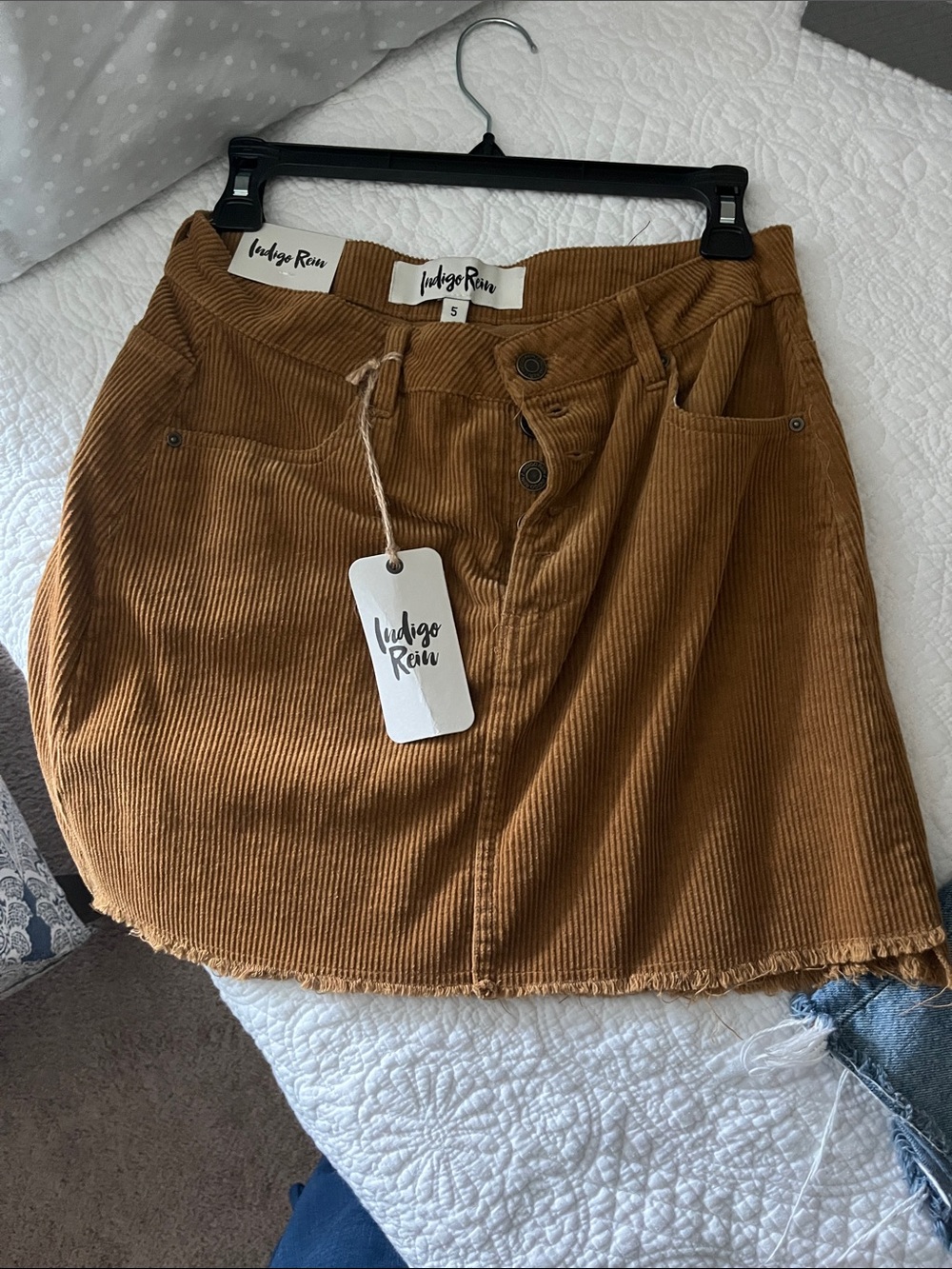 Indigo Rein Corduroy Mini Skirt in Caramel